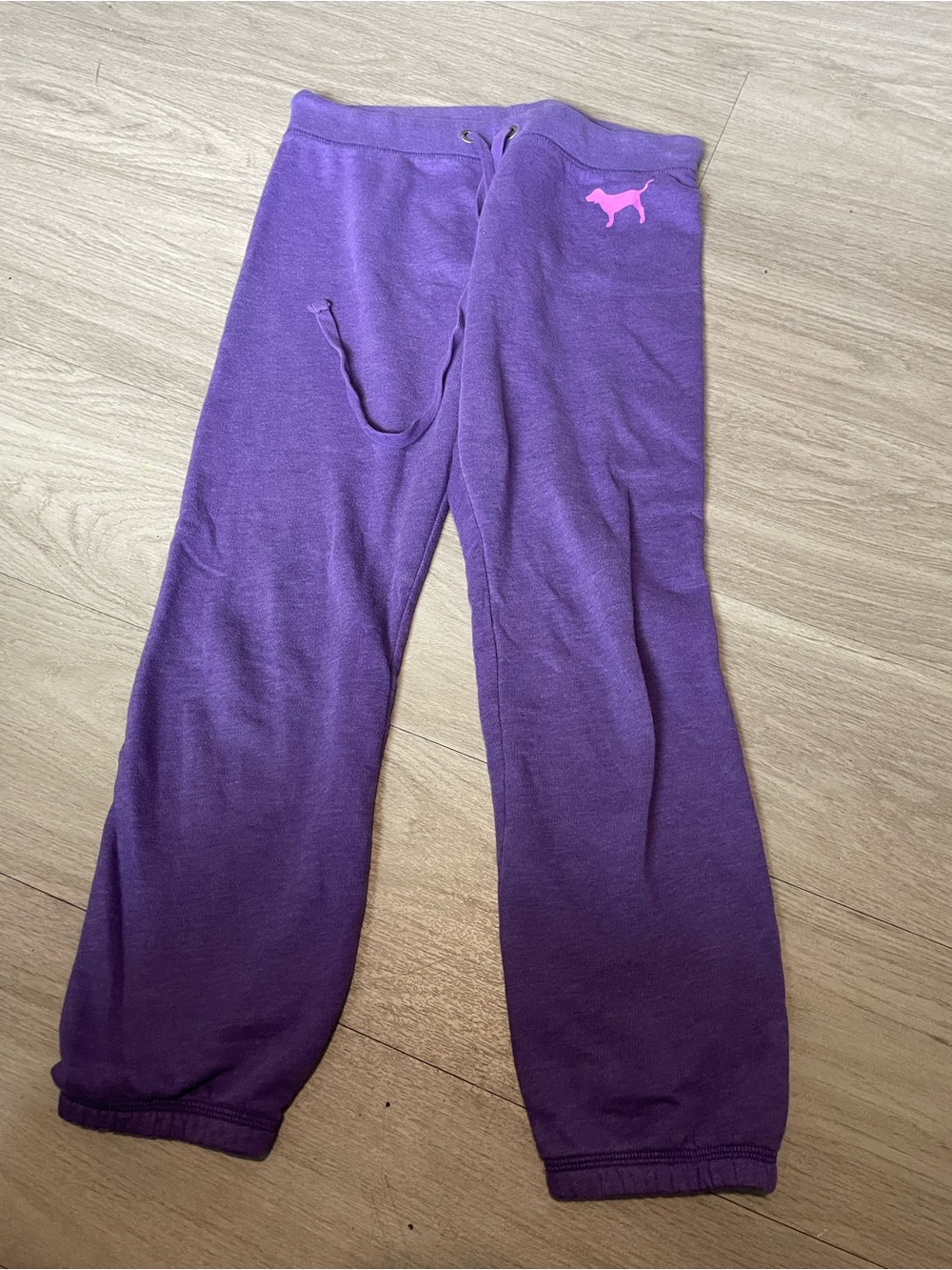 PINK Victoria's Secret Purple Sweatpants with Pink Dog Logo